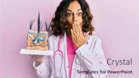  Presentation with skin doctor - Cool new presentation theme with middle-age-hispanic-doctor-woman backdrop and a lemonade colored foreground