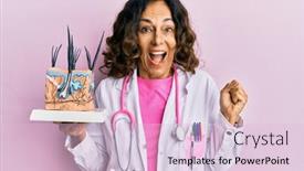  Presentation with skin doctor - PPT theme enhanced with middle-age-hispanic-doctor-woman background and a  colored foreground
