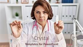  Presentation with nasal - Presentation design having middle-age-hispanic-doctor-woman background and a lemonade colored foreground