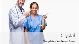  Presentation with partners - PPT theme consisting of middle age hispanic doctors partners background and a white colored foreground