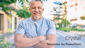  Presentation with grey - Audience pleasing PPT theme consisting of middle-age-hispanic-grey-haired backdrop and a light blue colored foreground