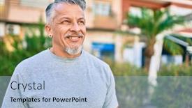  Presentation with grey - Slide deck enhanced with middle-age-hispanic-grey-haired background and a  colored foreground