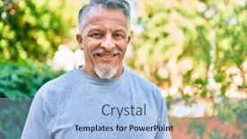  Presentation with grey - Presentation theme having middle-age-hispanic-grey-haired background and a light blue colored foreground