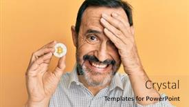  Presentation with virtual hand - Slides enhanced with middle-age-hispanic-man-holding background and a coral colored foreground