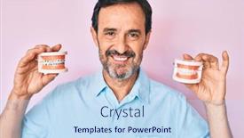  Presentation with orthodontic - Audience pleasing slide set consisting of middle-age-hispanic-man-holding backdrop and a sky blue colored foreground