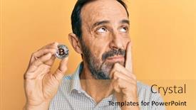  Presentation with virtual hand - Slide deck having middle-age-hispanic-man-holding background and a coral colored foreground