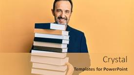  Presentation with man looking up happy - Slide set enhanced with middle-age-hispanic-man-holding background and a yellow colored foreground