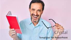  Presentation with reading labels - Slide set enhanced with middle-age-hispanic-man-reading background and a light blue colored foreground