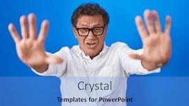  Presentation with frustration - Presentation design with middle-age-hispanic-man-standing background and a teal colored foreground