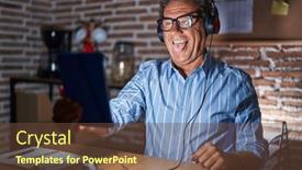  Presentation with hispanic - Presentation design featuring middle-age-hispanic-man-using background and a tawny brown colored foreground