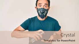  Presentation with hand sanitizer - Audience pleasing PPT theme consisting of middle-age-hispanic-man-wearing backdrop and a lemonade colored foreground