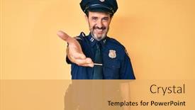  Presentation with police police - Cool new presentation theme with middle-age-hispanic-man-wearing backdrop and a yellow colored foreground