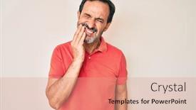  Presentation with dental radiology dentist and assistant - Amazing PPT theme having middle-age-hispanic-man-wearing backdrop and a coral colored foreground