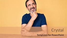  Presentation with hispanic - PPT theme having middle-age-hispanic-man-wearing background and a coral colored foreground