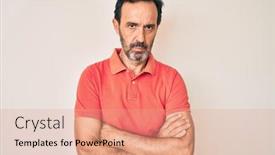  Presentation with negative - Colorful slide set enhanced with middle-age-hispanic-man-wearing backdrop and a coral colored foreground