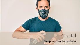  Presentation with hand sanitizer - Amazing PPT layouts having middle-age-hispanic-man-wearing backdrop and a lemonade colored foreground