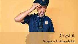  Presentation with police police - Colorful PPT layouts enhanced with middle-age-hispanic-man-wearing backdrop and a yellow colored foreground