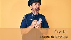  Presentation with traffic police - Slide deck with middle-age-hispanic-man-wearing background and a yellow colored foreground