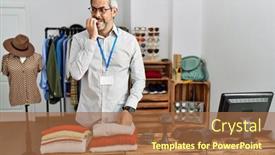  Presentation with working - PPT layouts with middle-age-hispanic-man-working background and a coral colored foreground