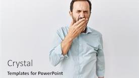  Presentation with sleepiness - Slide set having middle-age-hispanic-man background and a white colored foreground