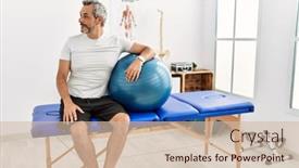  Presentation with face pain - Presentation design consisting of middle-age-hispanic-man background and a soft green colored foreground