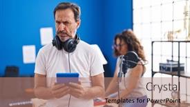  Presentation with music studio - Presentation theme enhanced with middle-age-hispanic-man background and a  colored foreground