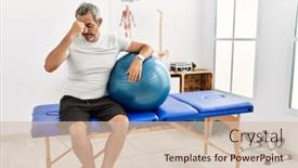  Presentation with pain - Presentation with middle-age-hispanic-man background and a soft green colored foreground