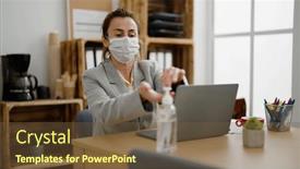  Presentation with medical business - Presentation theme having middle-age-hispanic-woman-business background and a tawny brown colored foreground