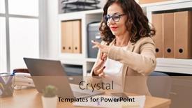  Presentation with sign language - Theme consisting of middle-age-hispanic-woman-doing background and a coral colored foreground
