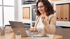  Presentation with sign language - Slide set consisting of middle-age-hispanic-woman-doing background and a  colored foreground