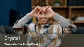  Presentation with heart hands - Presentation enhanced with middle-age-hispanic-woman-doing background and a  colored foreground