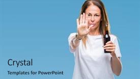  Presentation with defense - Slide deck consisting of middle age hispanic woman drinking background and a light blue colored foreground