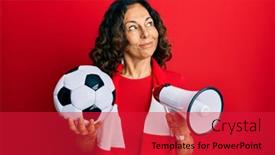  Presentation with hooligan - Presentation with middle-age-hispanic-woman-football background and a red colored foreground