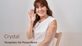  Presentation with aid - Slide set featuring middle-age-hispanic-woman-getting background and a coral colored foreground