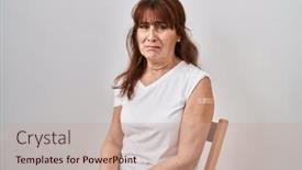  Presentation with woman crying - Presentation design consisting of middle-age-hispanic-woman-getting background and a coral colored foreground