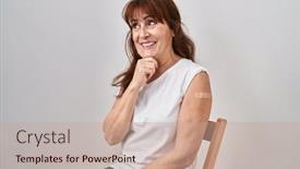  Presentation with aid - Presentation with middle-age-hispanic-woman-getting background and a coral colored foreground