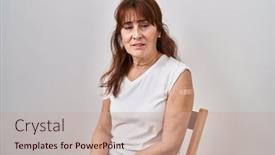  Presentation with aid - Presentation theme with middle-age-hispanic-woman-getting background and a coral colored foreground