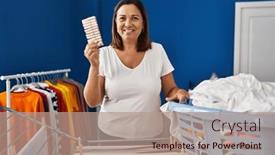  Presentation with low hanging fruit - PPT theme featuring middle-age-hispanic-woman-hanging background and a  colored foreground