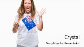  Presentation with hands holding - Cool new PPT theme with middle age hispanic woman holding backdrop and a white colored foreground