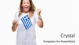  Presentation with hispanic - Audience pleasing slides consisting of middle age hispanic woman holding backdrop and a  colored foreground