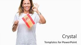  Presentation with hispanic - Theme featuring middle age hispanic woman holding background and a white colored foreground