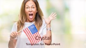  Presentation with middle america - Audience pleasing slide deck consisting of middle age hispanic woman holding backdrop and a  colored foreground