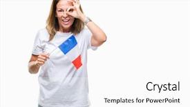  Presentation with france flag - Presentation design with middle age hispanic woman holding background and a  colored foreground