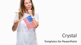  Presentation with middle america - Colorful presentation theme enhanced with middle age hispanic woman holding backdrop and a  colored foreground