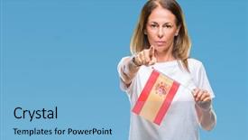  Presentation with middle east camel caravan - PPT theme having middle age hispanic woman holding background and a light blue colored foreground