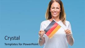  Presentation with teen mom cap and gown holding a baby - Audience pleasing slide set consisting of middle age hispanic woman holding backdrop and a light blue colored foreground