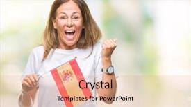  Presentation with emotion - Cool new presentation theme with middle age hispanic woman holding backdrop and a coral colored foreground