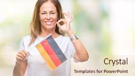  Presentation with lgbt diversity rainbow flag isolated - PPT theme consisting of middle age hispanic woman holding background and a  colored foreground