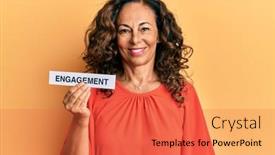  Presentation with engagement - PPT layouts featuring middle-age-hispanic-woman-holding background and a red colored foreground