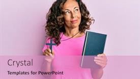 Presentation with bible - PPT theme enhanced with middle-age-hispanic-woman-holding background and a lemonade colored foreground